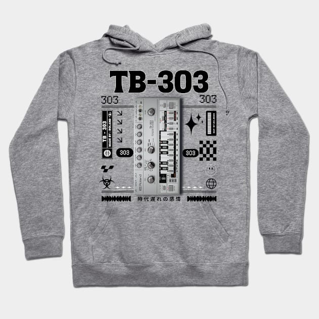 TB 303 - The Acid Box (Black) Hoodie by DISCOTHREADZ 